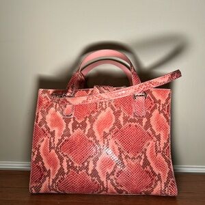 DONALD J PLINER PINK SNAKESKIN SATCHEL new without tag PE3456